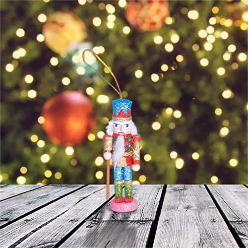 St Helens Home & Garden Nutcracker Christmas Tree Hanging Decoration, Blue Hat, Height: 13 cm – 3
