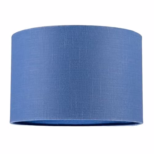 Happy Homewares English Manor Blue Textured Linen Fabric Circular Lamp Shade, W: 30 cm, H: 20 cm
