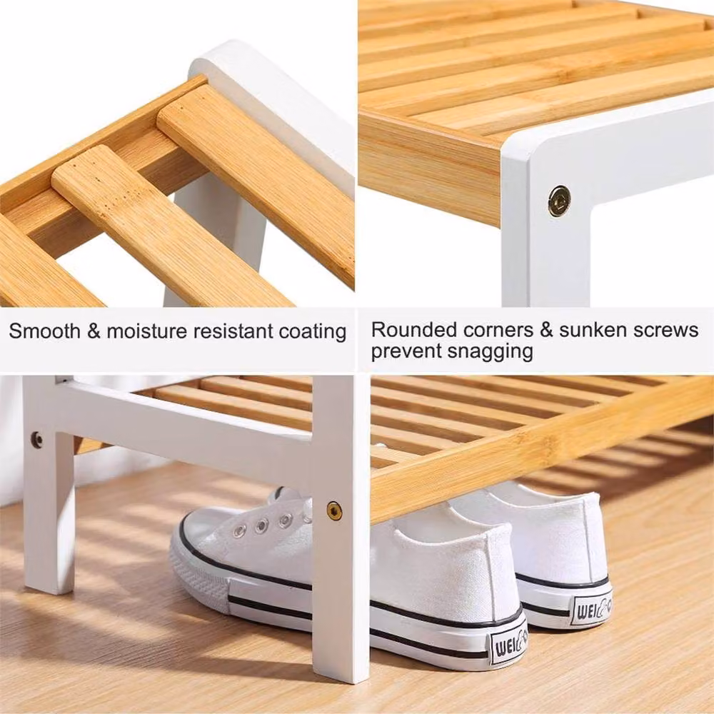 PAWNORA 3 Tier Natural Bamboo Shoe Rack Stand Storage Organiser in Beige – 2