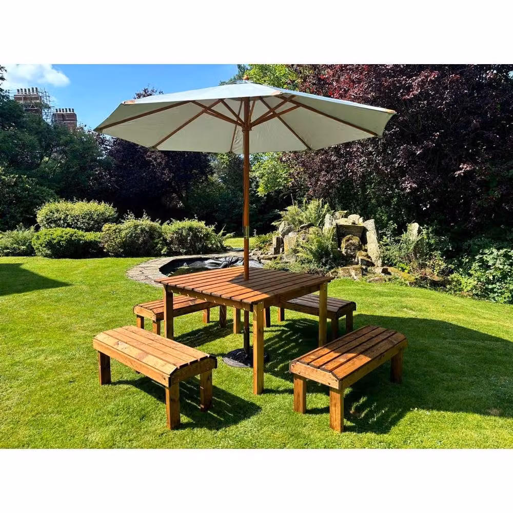 Charles Taylor Eight Seater Garden Furniture Table Set in Brown and Grey, W: 170 cm, D: 170 cm, H: 80 cm – 2