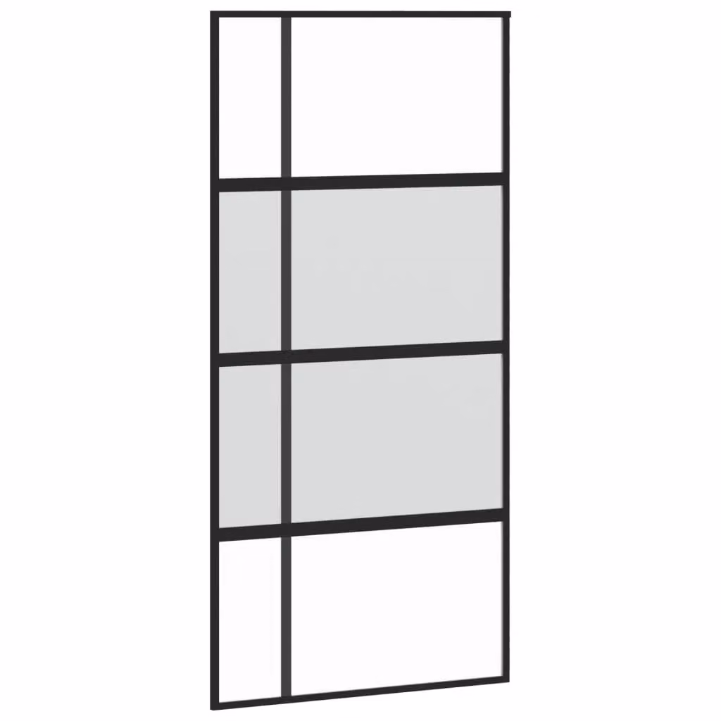 Berkfield Home Minimalist Sliding Door in Black with Transparent Tempered Glass and Aluminium, W: 102.5 cm, H: 205 cm – 2