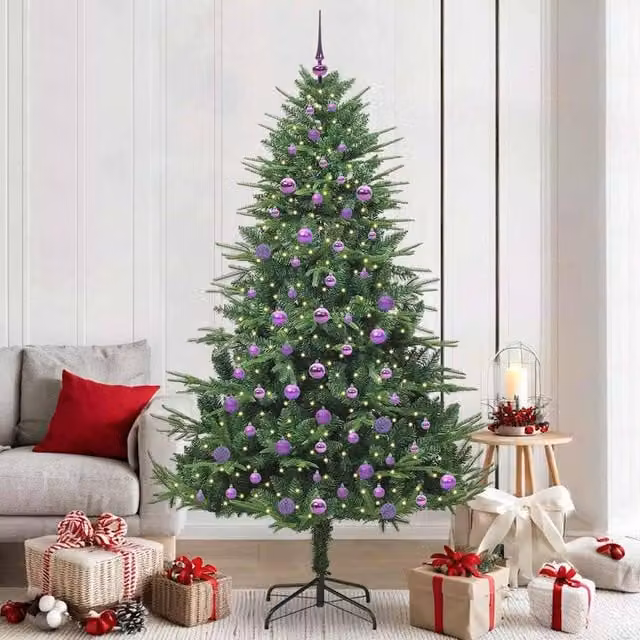 Berkfield Home Pre-lit Artificial Christmas Tree with Ball Set, Green, Height: 210 cm