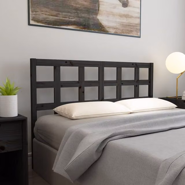 Berkfield Home Black Solid Pine Wood Bed Headboard W: 165.5 cm, D: 4 cm, H: 100 cm