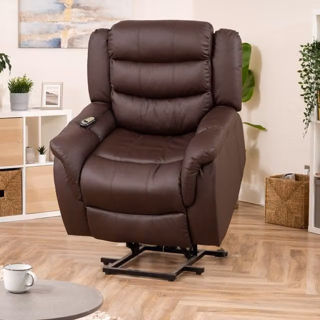 Artemis Home Almeira Electric Riser Recliner with Massage and Heat in Brown – 1