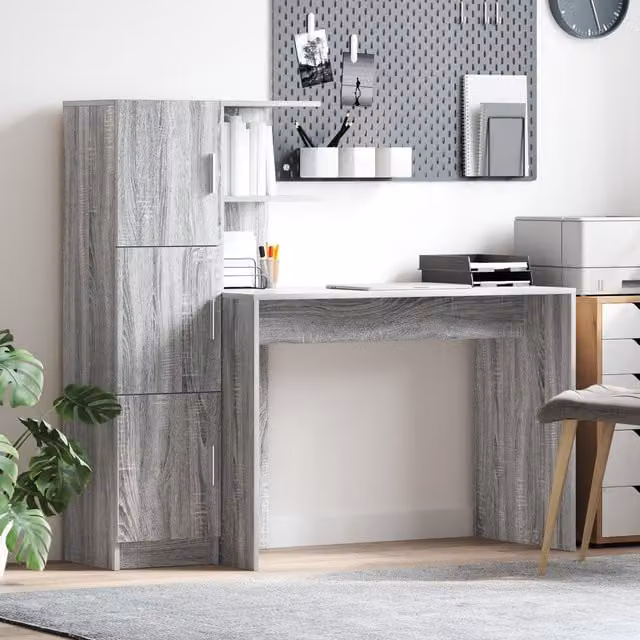 Berkfield Modern Wall Mounted Floating Writing Desk in Grey Matt MDF – 1