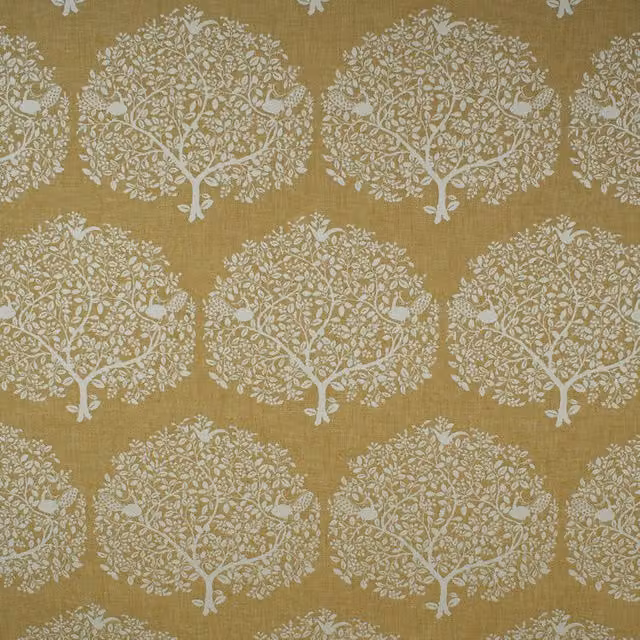 Terrys Tree Of Life Fabric Ochre Yellow Nature Print Adult Bedding