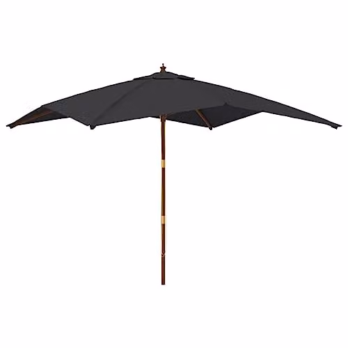vidaXL Modern Garden Parasol in Black with Bamboo and Polyester – 1