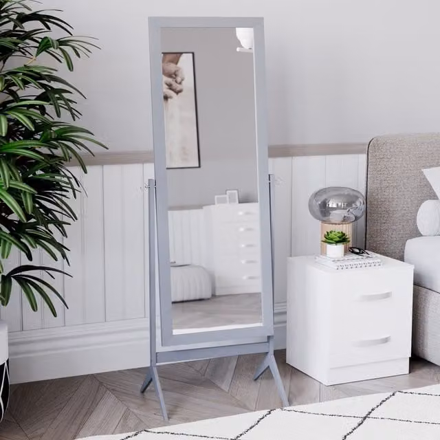 Vida Designs Nishano Cheval Freestanding Mirror in Grey, Width: 53 cm
