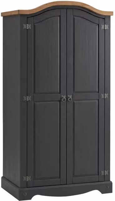 FORGEVIO Charcoal 2 Door Arch Top Solid Wood Wardrobe in Grey Anthracite – 1