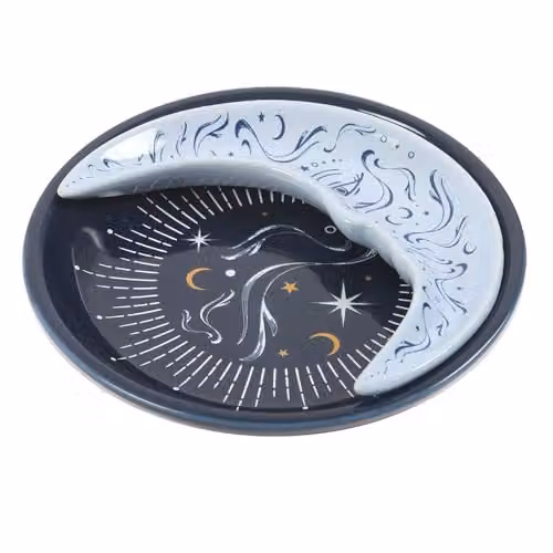 Kingsbury Gifts Celestial Moon Stacking Trinket Dish Set, 2-Piece, Blue and White Ceramic – 2