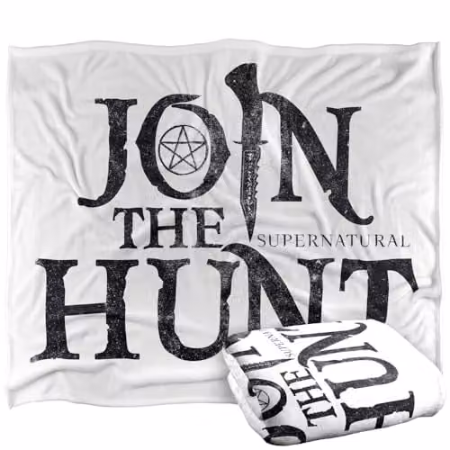 LOGOVISION Supernatural Join The Hunt Logo Super Soft Fleece Throw Blanket, Multicolour, W: 152 cm, D: 127 cm