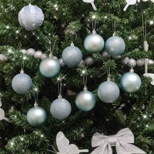 Melody Maison Set of 10 Blue Glitter Christmas Baubles – 1