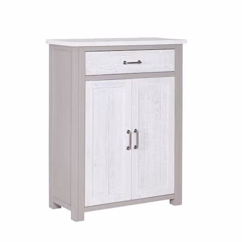 Baumhaus Greystone Industrial Shoe Storage Cupboard with Drawer and Hinged Doors, W/D/H: 110 x 39 x 81.99 cm