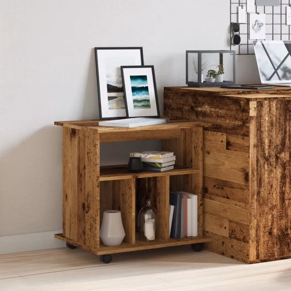 Berkfield Home Rolling Cabinet in Brown Old Wood, W/D/H: 60 x 45 x 60 cm – 3