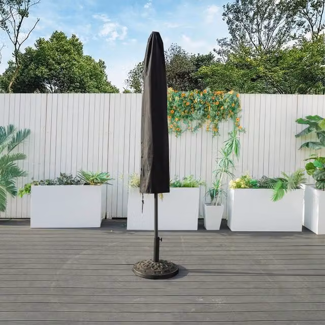 Direct Wicker All-Weather Nylon Parasol Umbrella Cover in Black