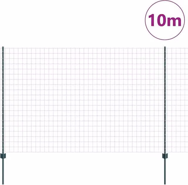 Berkfield Home Green Euro Fence with 5 U Posts, Powder-Coated Steel, 6 x 10 m