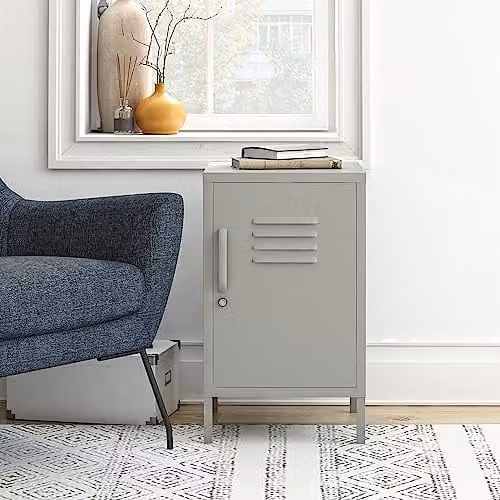 DHP Bradford Metal Locker End Table in Taupe/Beige – 2