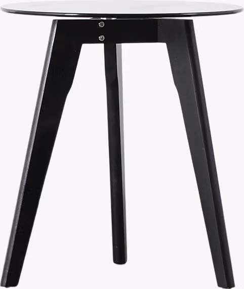 Perch & Parrow Modern Round Side Table with Black Oak Wood and Glass Top