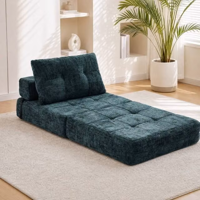 STILVORA Green Fold-Out Sofa Bed with Upholstered Fabric Frame – 1