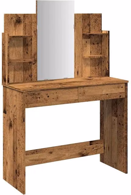 Berkfield Home Dressing Table with Mirror in Old Wood Brown, W: 96 cm, D: 39 cm, H: 142 cm – 1