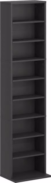 HOMCOM 260 Narrow Black CD Storage Unit with Adjustable Shelves and Media Compartments