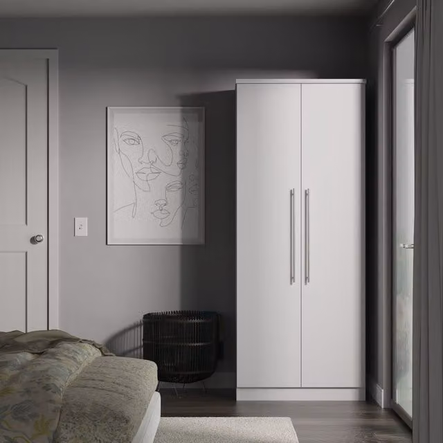 Ready Assembled 2 U Carlton 2 Door Grey Wardrobe with Integrated Drawer