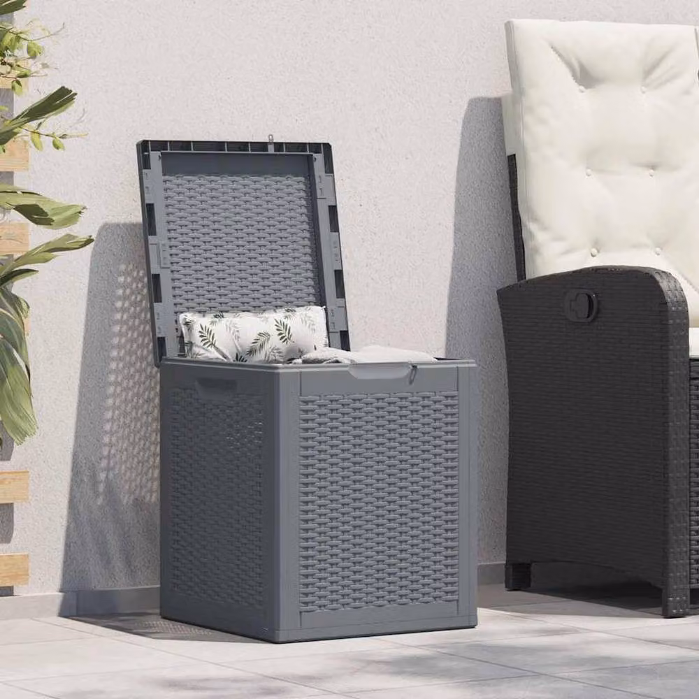 Berkfield Home Grey Rattan Style Garden Storage Box, 90 L, W/D/H: 51 x 44 x 43 cm – 2