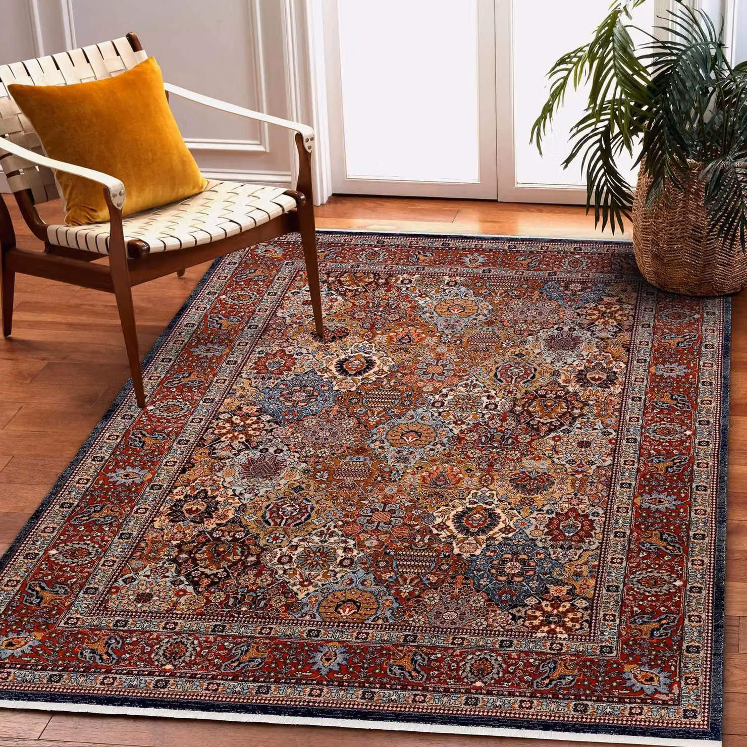 RugsX Oriental Wool Keshan Rug in Orange and Multicolour, W: 80 cm, L: 145 cm – 3