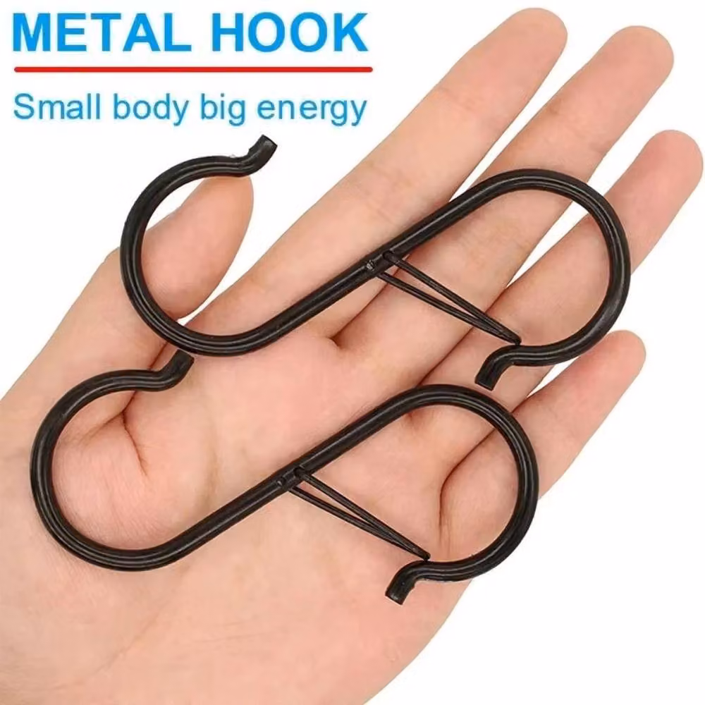 FLAVORA 10-Piece Black Stainless Steel Windproof Spring Clasp Balcony Clothes Hangers – 3