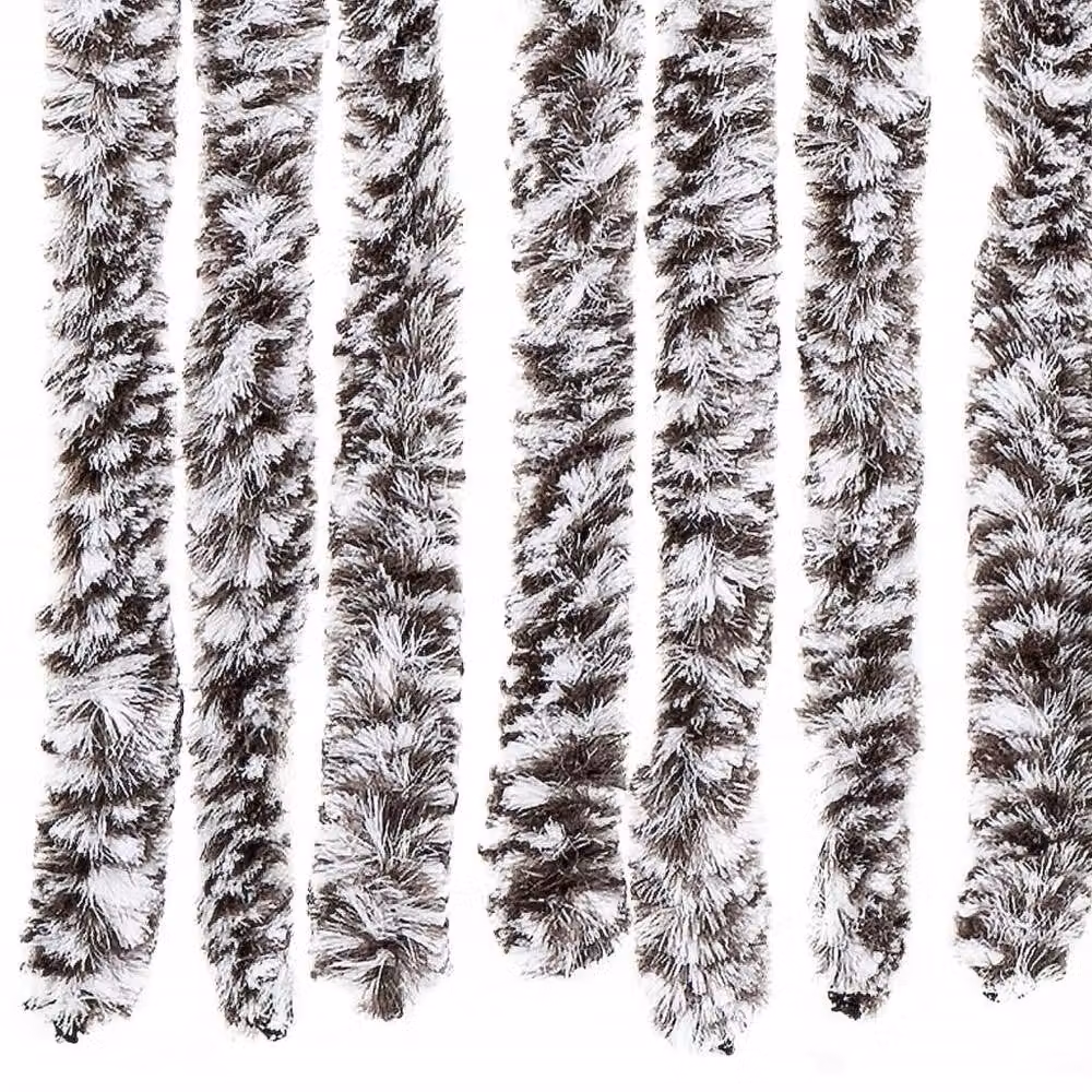 Berkfield Home Brown and Beige Striped Chenille Insect Curtain, W: 100 cm, H: 220 cm – 5