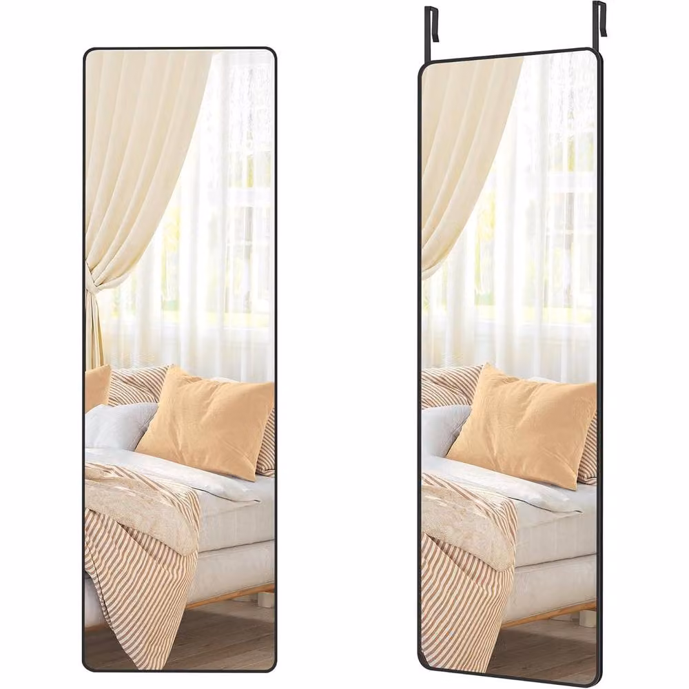The Bazaarist Full Length Wall Door Mirror in Jet Black with Tempered Glass, W/D/H: 120 x 40 x 1 cm – 2