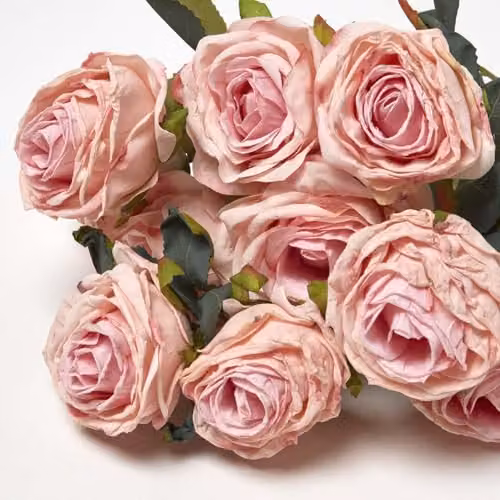 HOMESCAPES Real Touch Artificial Pink Rose Bouquet, Height: 46 cm – 3