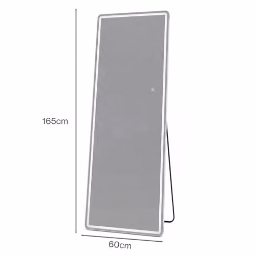 Yezi Full Length LED Dressing Mirror with 3 Colour Touch Lighting in White, H 165 x W 60 cm – 3