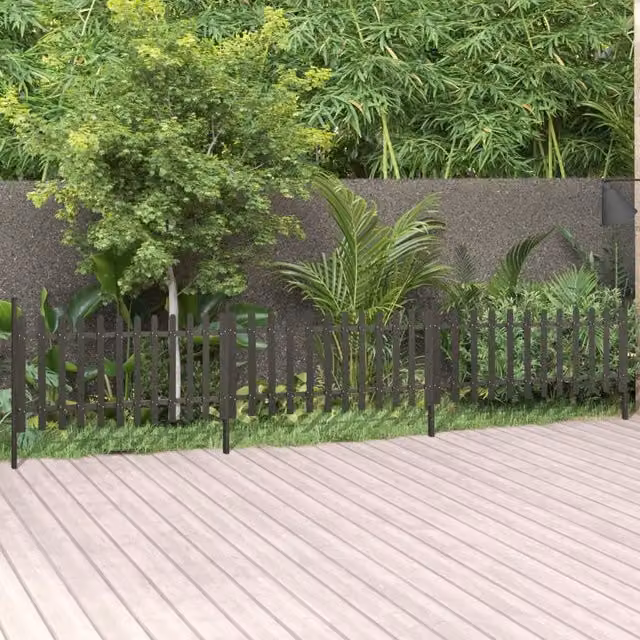 Berkfield Home Grey WPC Picket Fence with Posts, 3 Pieces, W: 614 cm, H: 80 cm