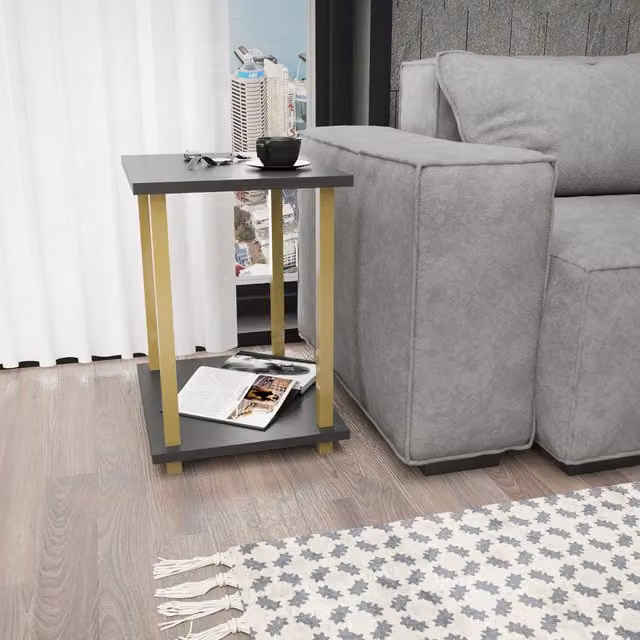 Decorotika Gurnee Side Table in Anthracite and Gold