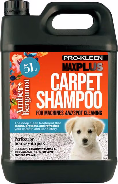 MAXPLUS Premium Carpet Shampoo for Homes with Pets, Amber Bergamot, 5kg, Black