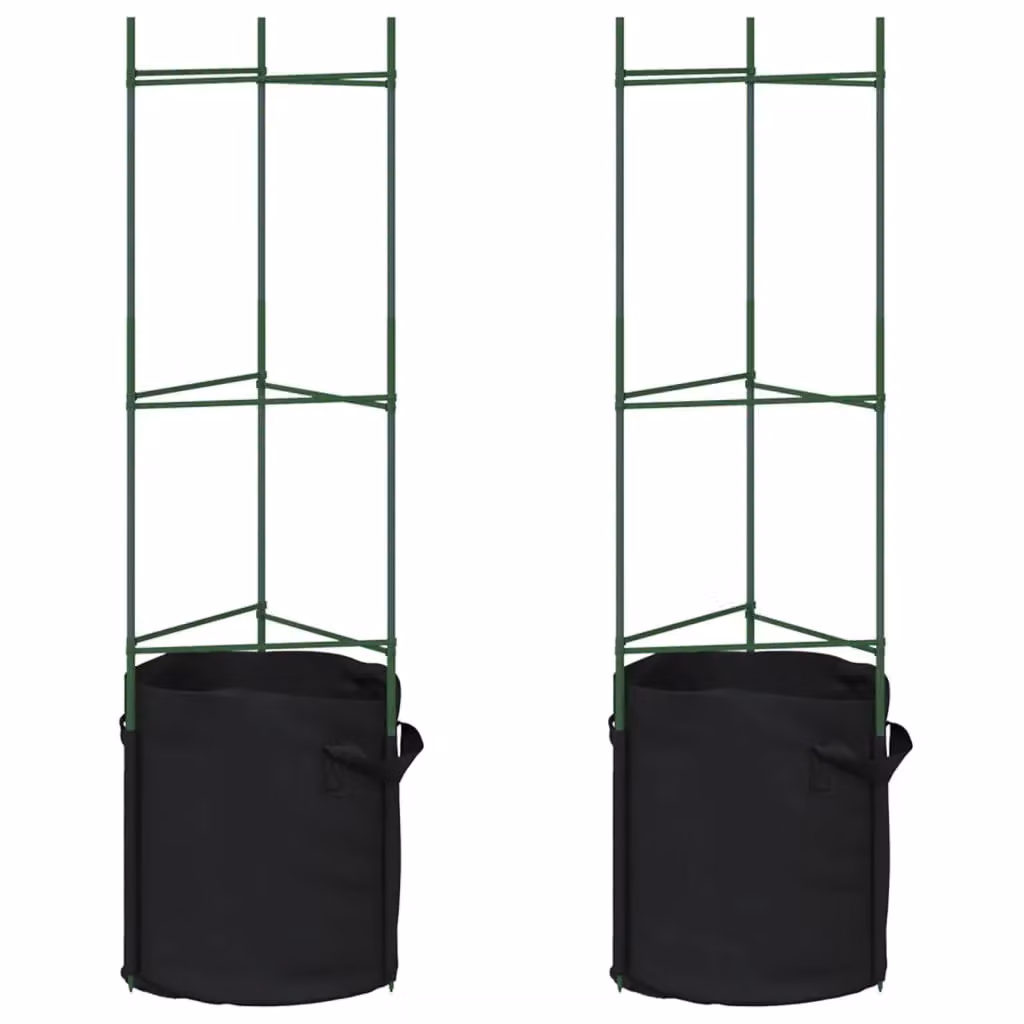 Berkfield Home Tomato Cage with Plant Bag, 2 Piece Set, Green Steel and Plastic, Height: 116 cm – 2