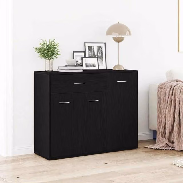 Berkfield Home Black Oak Sideboard, W/D/H: 88 x 30 x 70 cm – 1