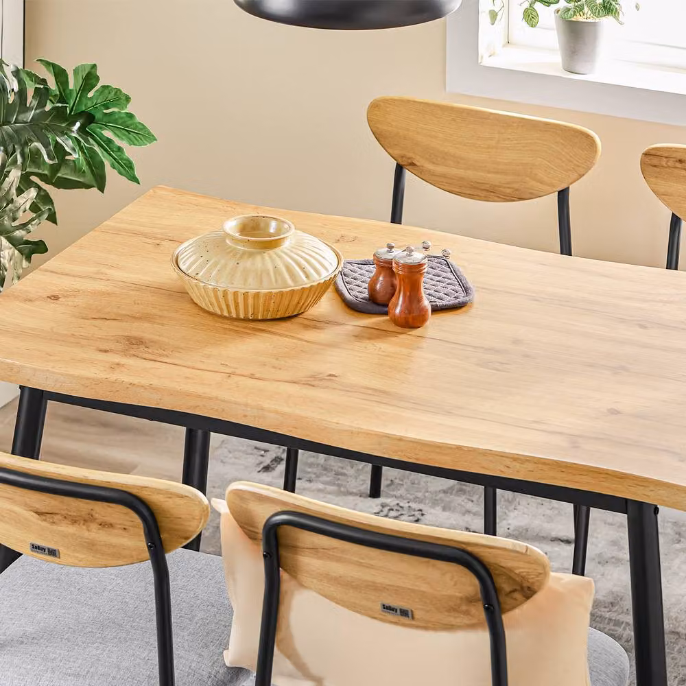 SoBuy Scandinavian Dining Table and Chair Set in Brown with Matt Finish – 3