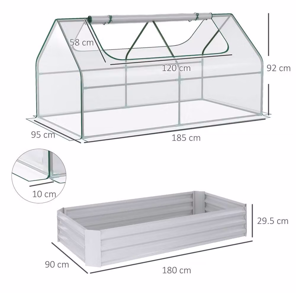 STILVORA Raised Garden Bed with Transparent Greenhouse Cover, W: 185 cm, D: 95 cm, H: 92 cm – 2