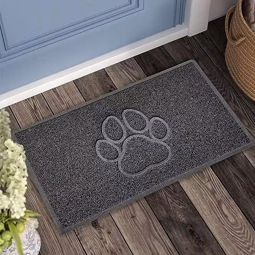 Nicoman Heart Embossed PVC Spaghetti Doormat, Dark Grey, W: 60 cm, D: 40 cm, H: 1 cm – 3