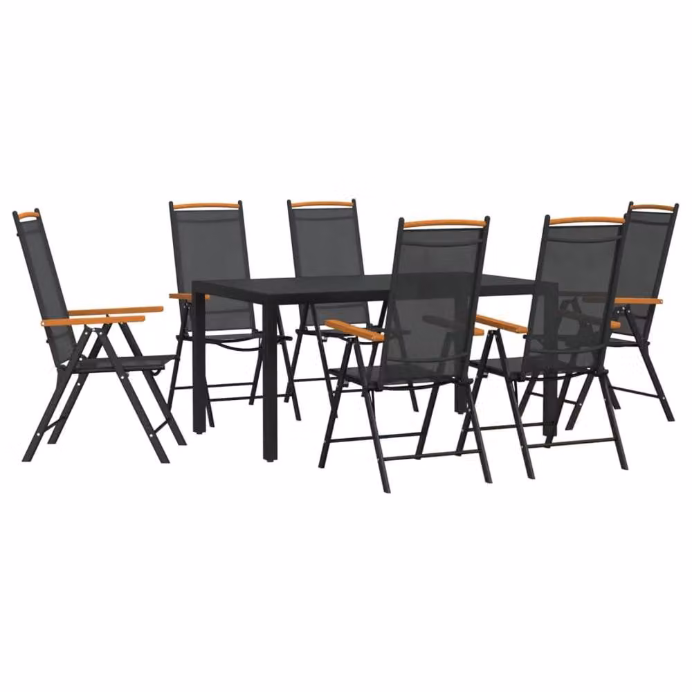 Berkfield Home 7 Piece Modern Garden Dining Set in Matt Black Powder Coated Aluminium and Composite – 2