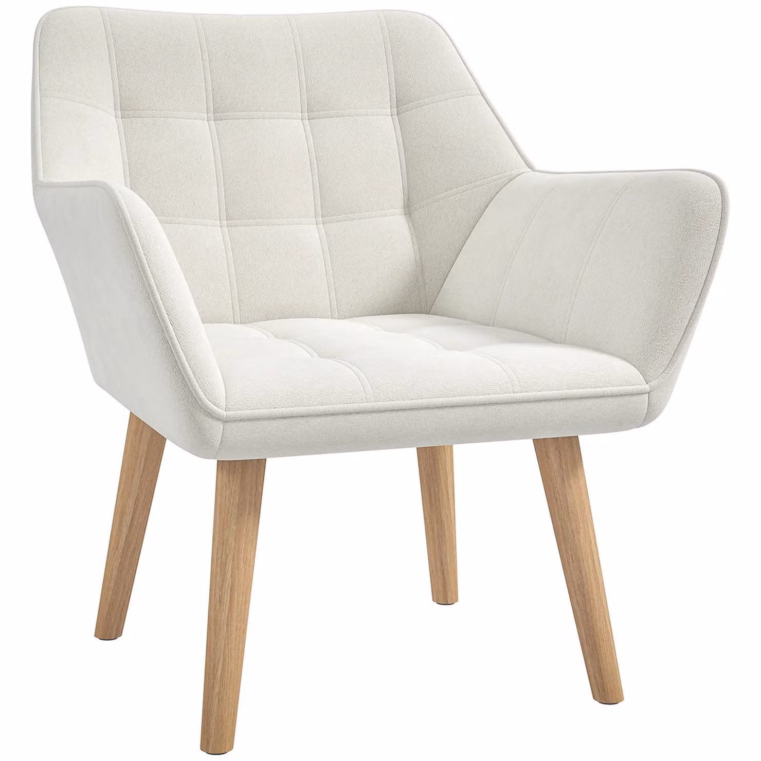 HOMCOM Velvet Tub Accent Chair with Armrests in Beige – 2