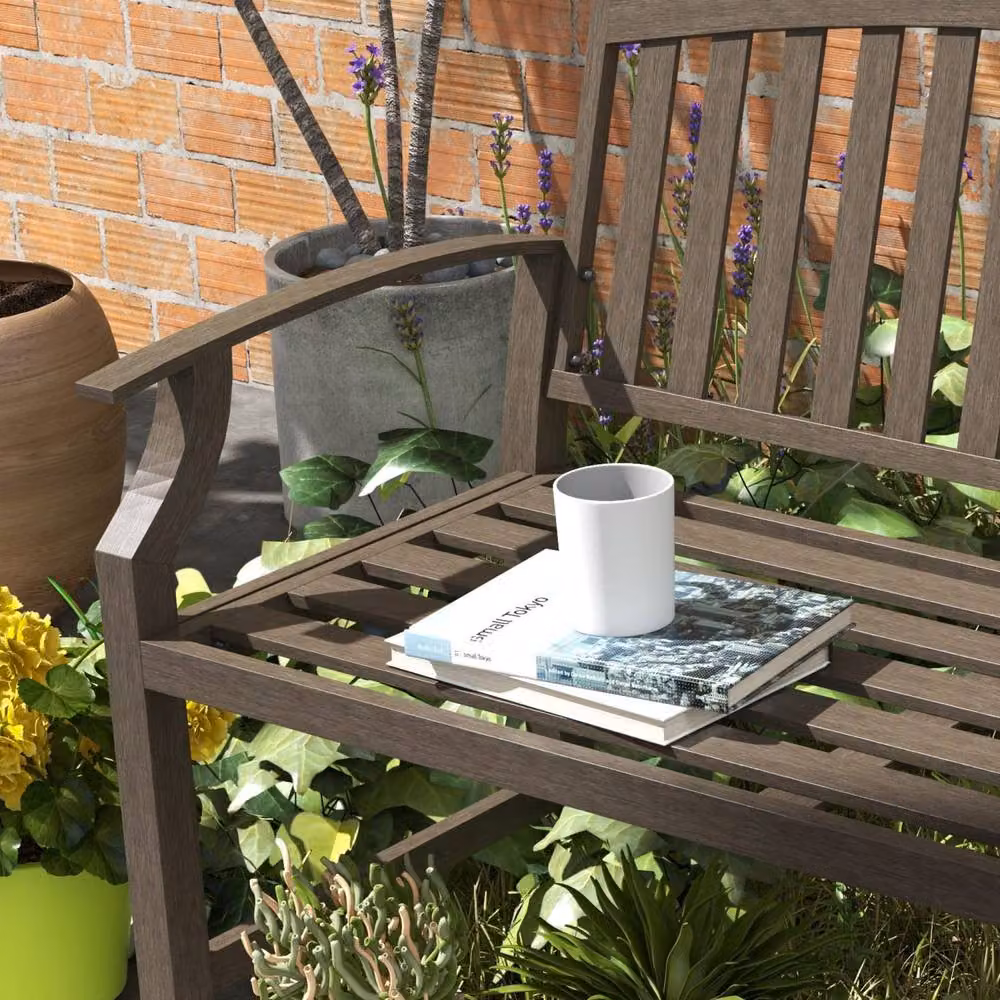 Wyld Haus Lilu 2 Seater Modern Metal Garden Bench in Matt Brown – 6