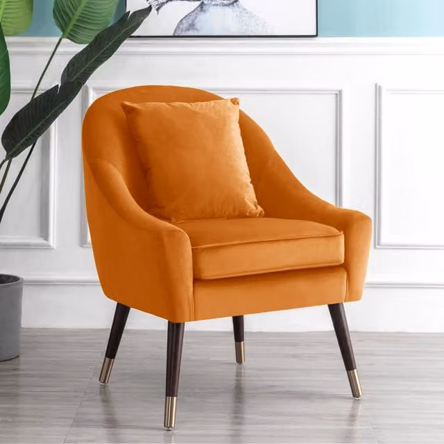 Artemis Home Octavia Orange Velvet Tub Accent Chair with Armrests – 1