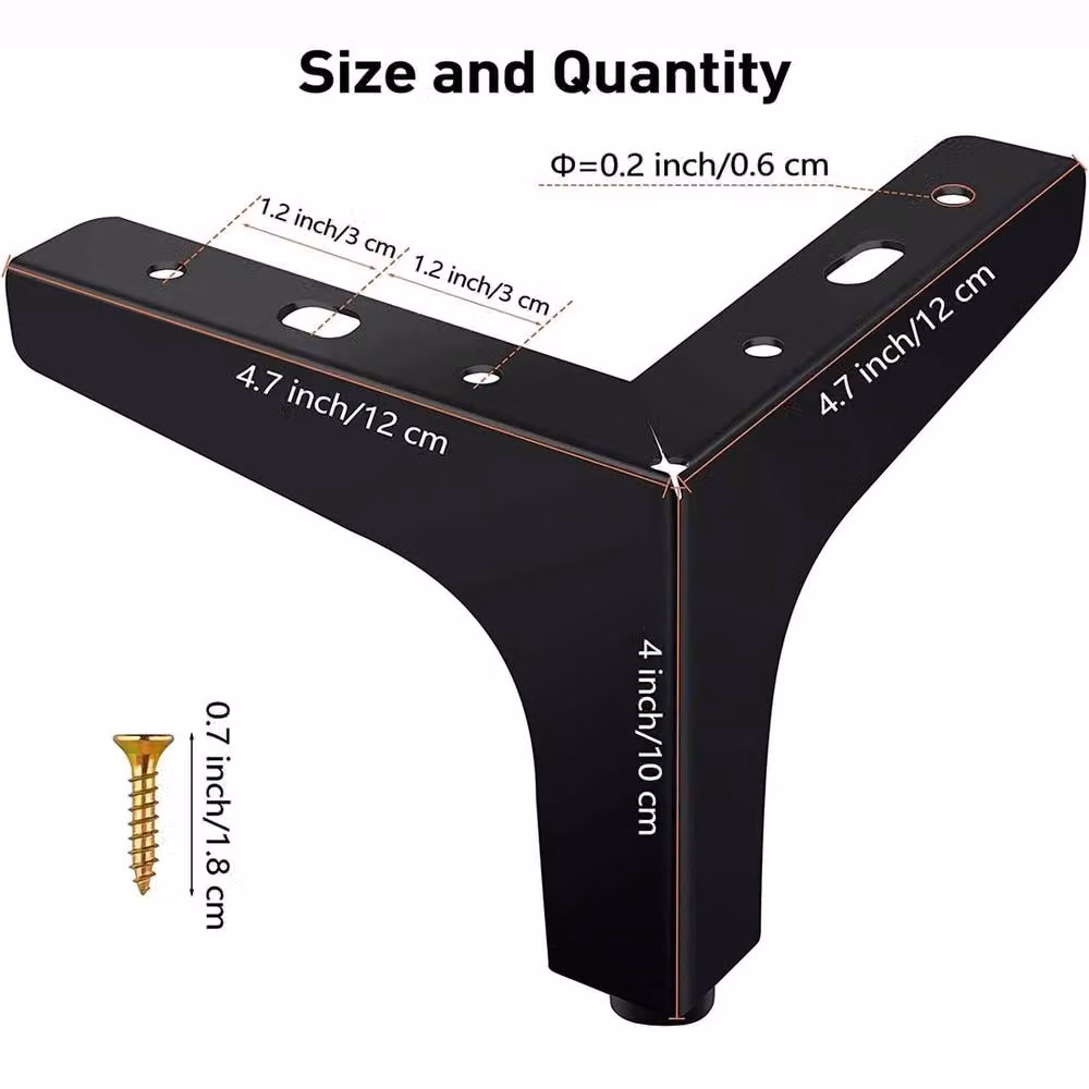 NESTLUNE 4-Piece Modern Metal Diamond Sofa Legs in Black, Height: 10 cm – 2