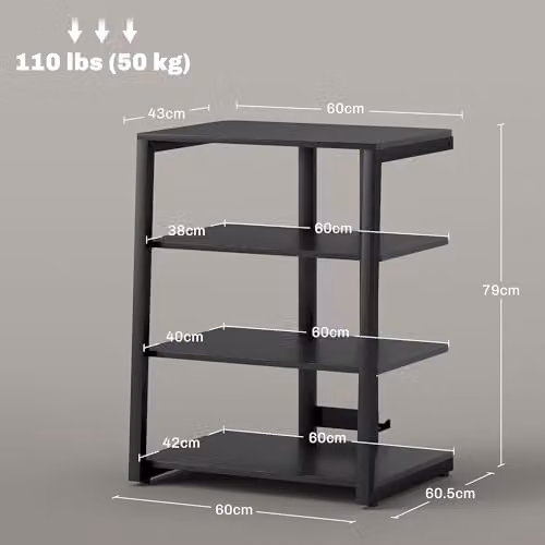 HOMCOM Modern Black Metal Media Storage Shelf – 3