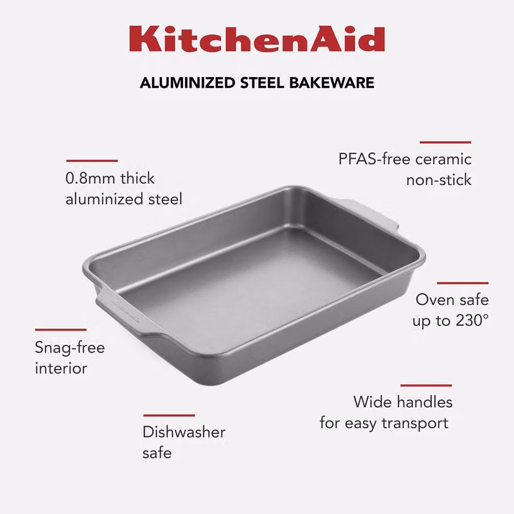 KitchenAid Non-Stick Steel Rectangular Baking Sheet, Grey, W: 33.0 cm – 2