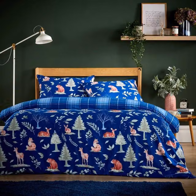 NewEdgeBlinds Blue Flannel Nature Duvet Set, W: 180 cm, H: 200 cm