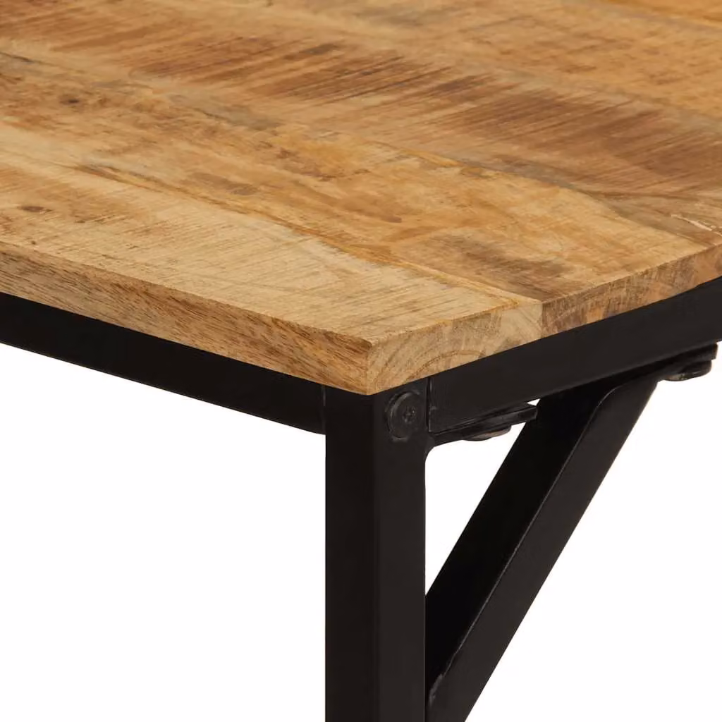Berkfield Home Rectangular Dining Table in Brown Solid Rough Mango Wood, W/D/H: 160 x 80 x 75 cm – 4